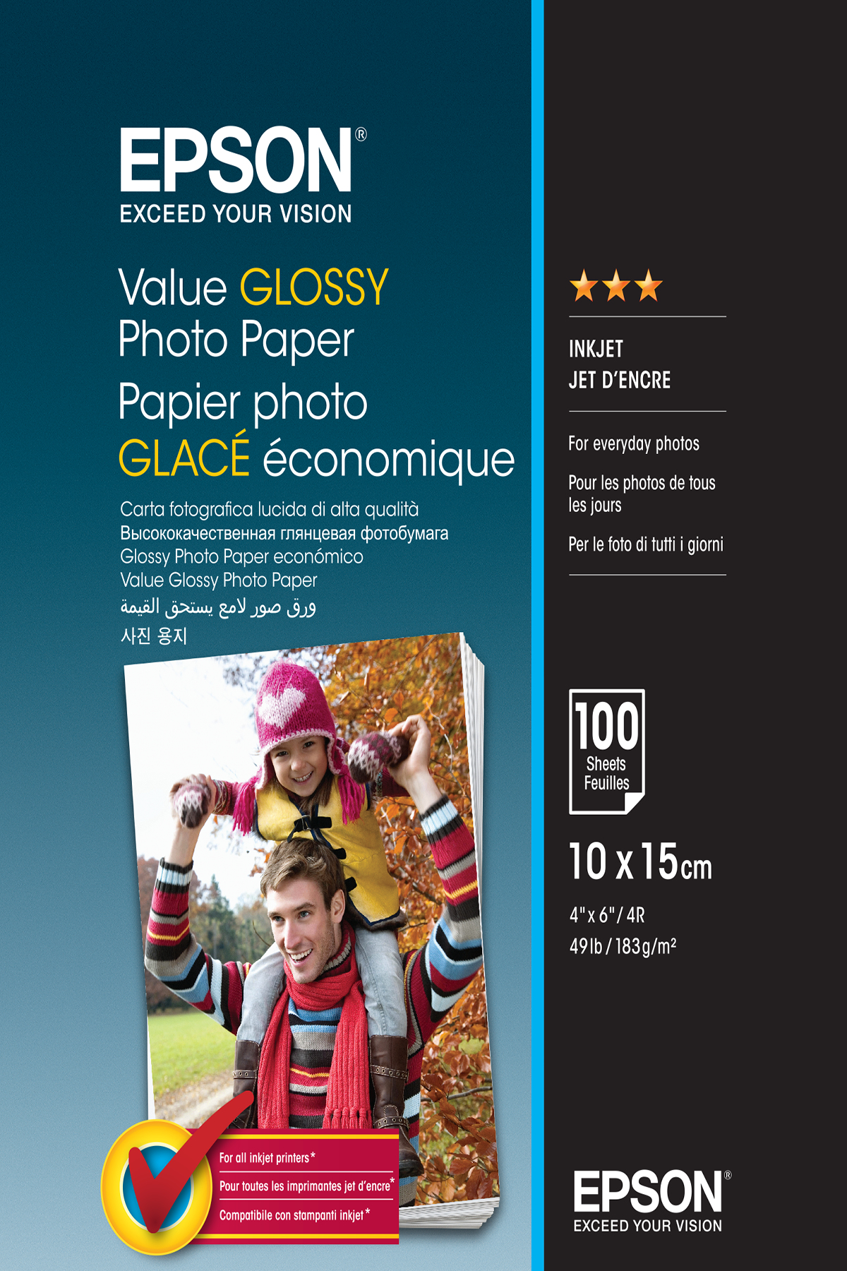 Epson Value Glossy Photo Paper - 10x15cm - 100 Fogli C13S400039, Carta  fotografica