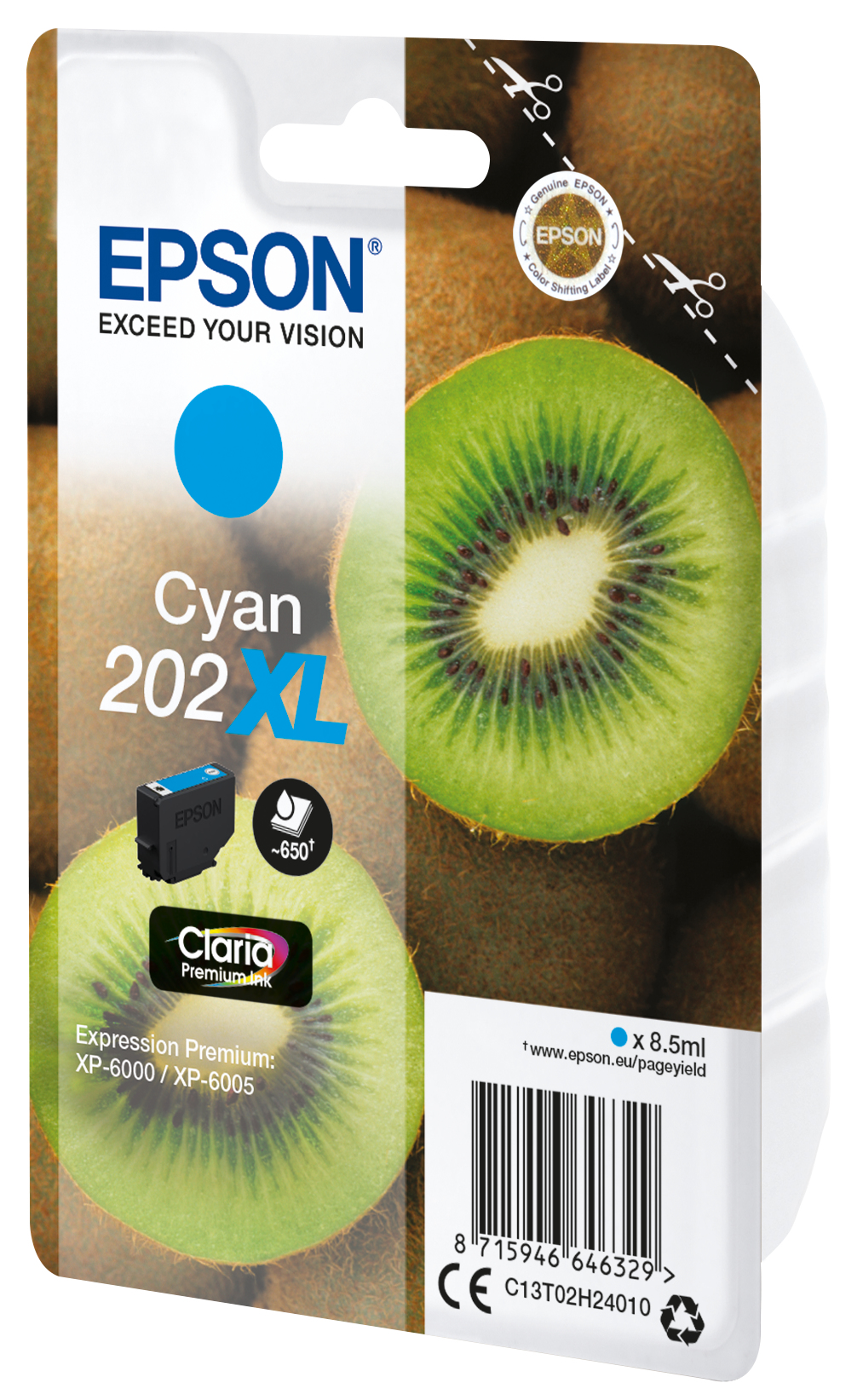 Epson Kiwi Singlepack Cyan 202XL Claria Premium Ink