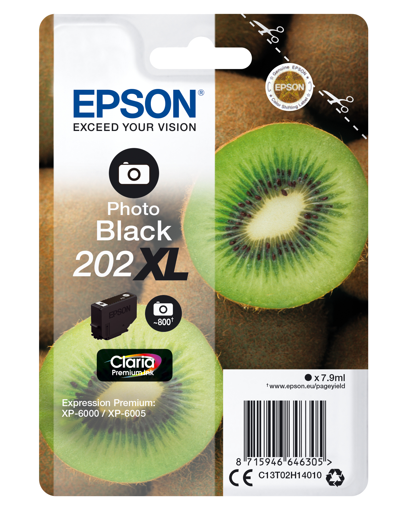 Epson Kiwi Singlepack Photo Black 202XL Claria Premium Ink