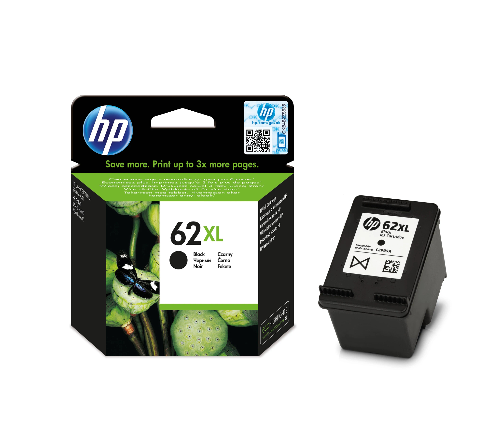 HP Ink/62XL Black Cartridge