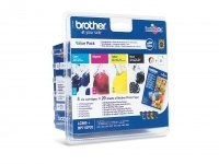 Brother Promotion Package (B/Y/C/M) & BP71GP20 Glossy Photo Paper cartuccia d'inchiostro Nero, Ciano, Magenta, Giallo