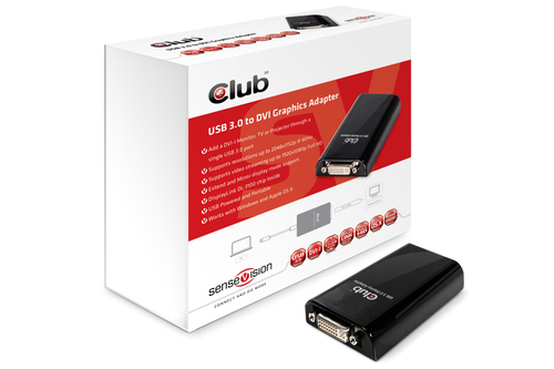 CLUB3D SenseVision USB3.0 to DVI-I Graphics Adapter