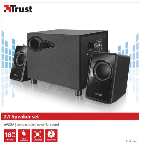 trust 20442 avora 2.1 subwoofer speaker set