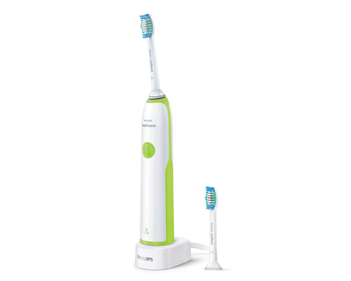 green electric toothbrush