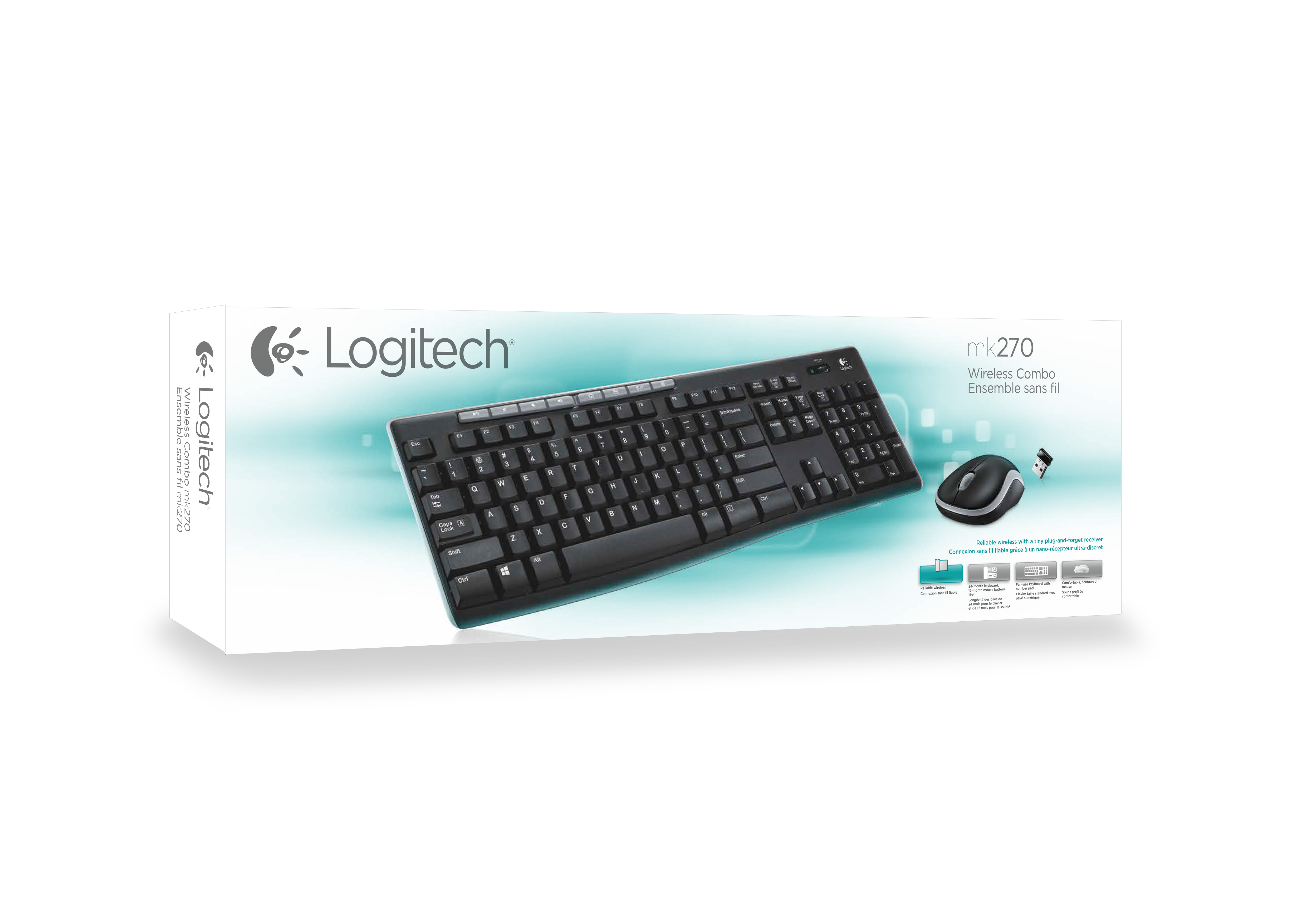 logitech mk270 键盘和桌面 rf无线 azerty 法文 黑色