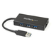 Photo STARTECH             StarTech.com Hub USB 3.0 (5Gbps) portable à 3 ports avec câble intégré plus Gigabit Ethernet - Alumi