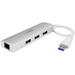 Photo STARTECH             StarTech.com Hub USB 3.0 portable à 3 ports avec Gigabit Ethernet - Câble intégré - Aluminium