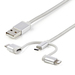Photo STARTECH             StarTech.com Câble multi chargeur USB de 1 m - Lightning USB-C Micro-B - Tressé