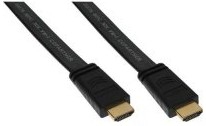 InLine® HDMI Flachkabel, High Speed HDMI® Cable with Ethernet, verg. Kontakte, schwarz, 2,5m
