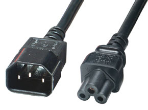 Netzkabel Kaltgerätestecker (nicht Kupplung) an IEC - C5 Kupplung (Micky Maus), 2 m