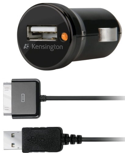 Caricabatterie da auto PowerBolt: Profilo leggero e ultrasottile, Porta di alimentazione USB, 1 ampere per caricare l'iPhone o l'iPod, Il cavo USB rimovibile consente la ricarica e la sincronizzazione in auto o dal computer, Indicatore di alimentazio