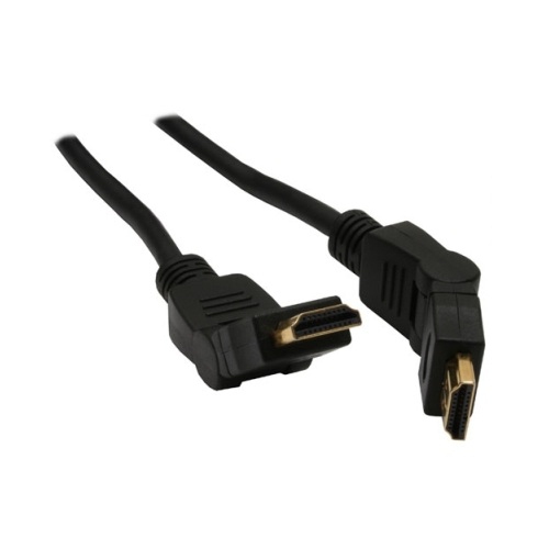 InLine® HDMI Kabel, High Speed HDMI® Cable, Stecker / Stecker, verg. Kontakte, schwarz, flexible Winkelstecker, 2,5m