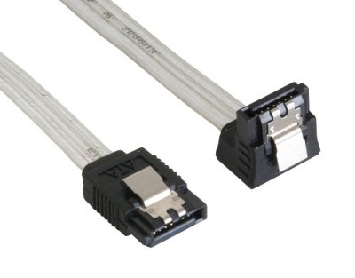 InLine® SATA Anschlusskabel abgewinkelt, transparent, mit Lasche, 0,5m