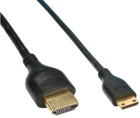 InLine® HDMI Mini Superslim Kabel A an C, High Speed HDMI® Cable with Ethernet, schwarz / gold, 0,5m