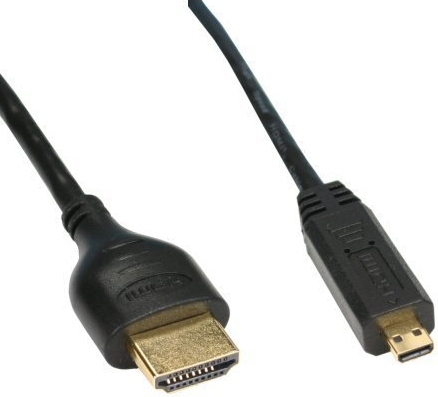 InLine® HDMI Micro Superslim Kabel A an D, High Speed HDMI® Cable with Ethernet, schwarz / gold, 0,5m