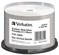 Verbatim DVD-R 16x Wide Print Silvr