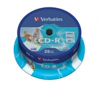 CD-R  Verbatim 700MB 25pcs Pack 52x Spindel printable retail