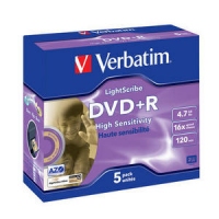DVD+R Verbatim 4,7GB  5pcs Pack 16x JewelCase LightScribe retail