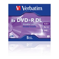 DVD+R Verbatim 8,5GB  5pcs Pack double 8x JewelCase silver retai