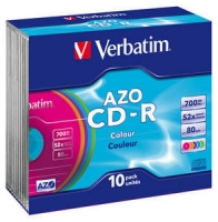 CD-R  Verbatim 700MB 10pcs Pack 48x SlimCase azo colour retail
