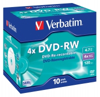 Verbatim 10PK 4.7GB 4X DVD-RW JC