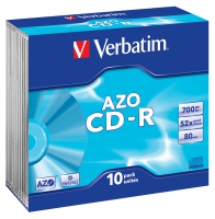 CD-R  Verbatim 700MB 10pcs Pack 52x SlimCase Azo Crystal retail