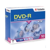 Verbatim 10PK Inkjet 4.7GB 16X DVD-R JC