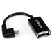 Photo STARTECH             StarTech.com Câble adaptateur Micro USB à angle droit vers USB Host OTG de 12cm - Mâle / Femelle