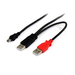Photo STARTECH             StarTech.com Câble USB 2.0 en Y de 1,8 m pour disque dur externe - 2x USB A (M) vers 1x USB Mini B (