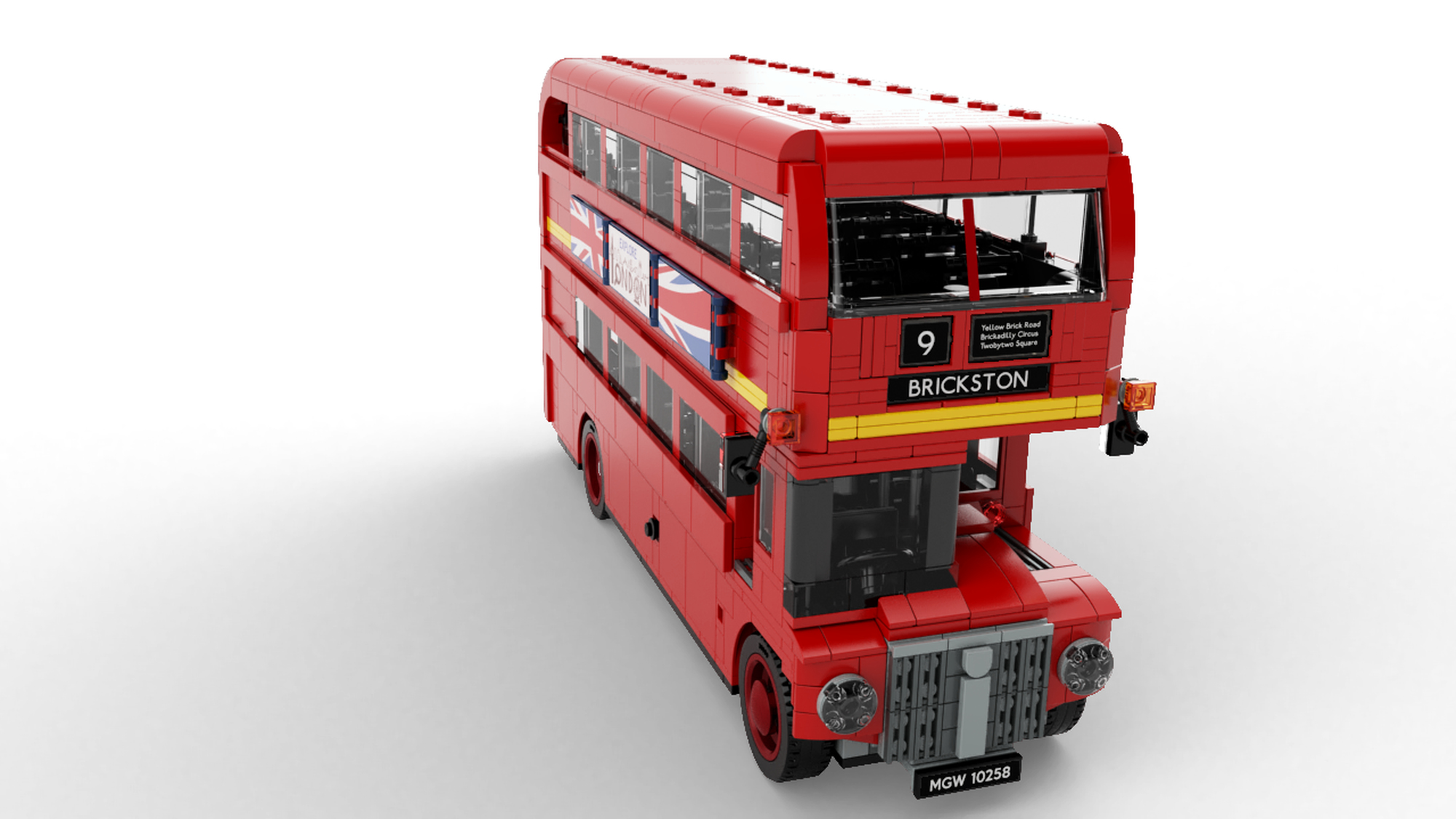LEGO White Flag 2 x 2 with Yellow Bus and Route Information