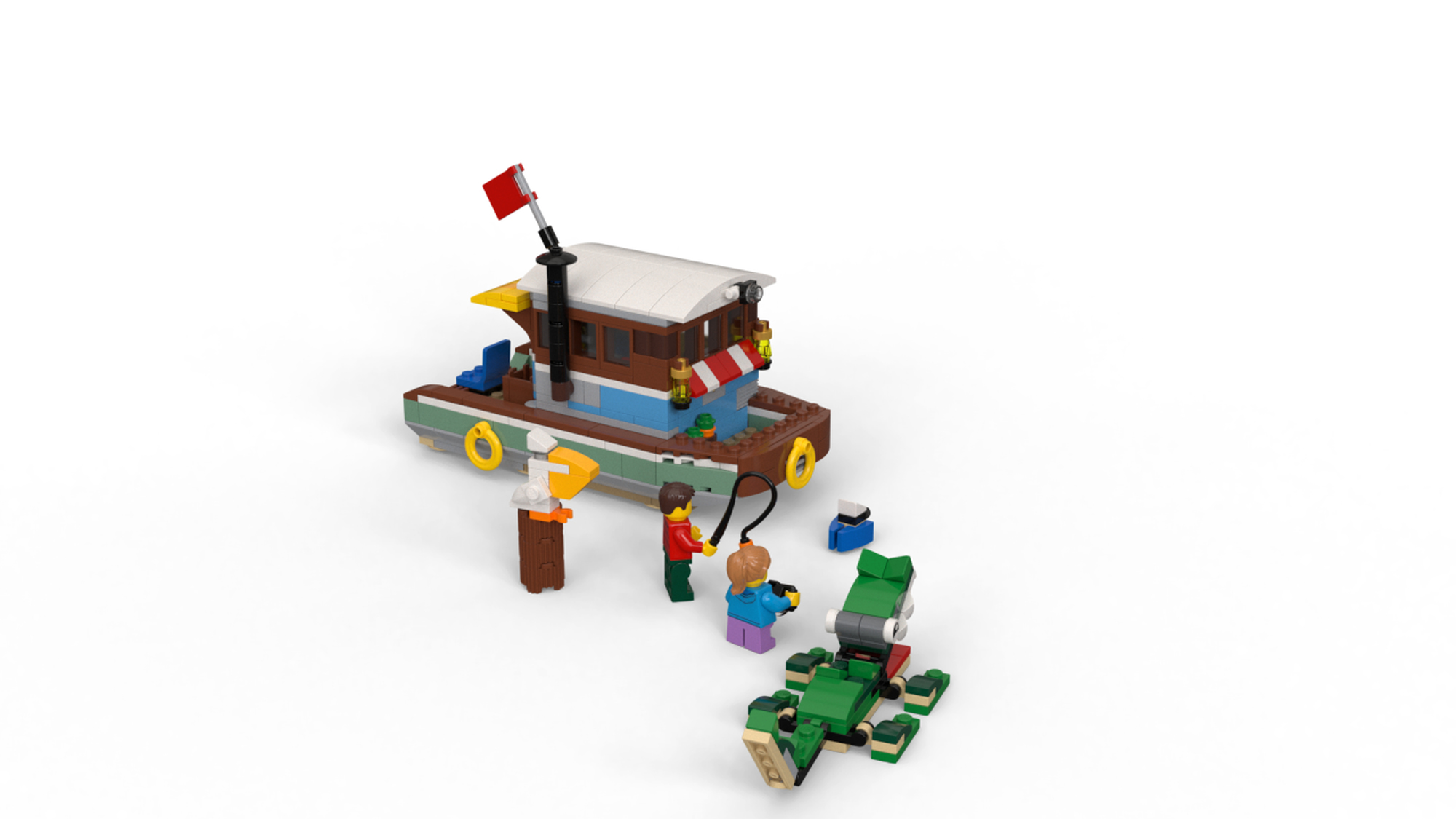 LEGO Creator 3in1 Riverside Houseboat Seaplane and Fishing Village Set  31093 - RareBrix