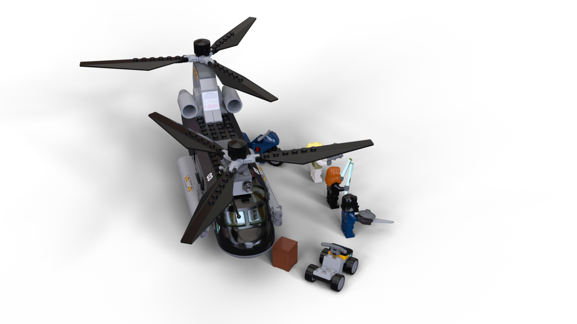 Black widow's cheap helicopter chase lego