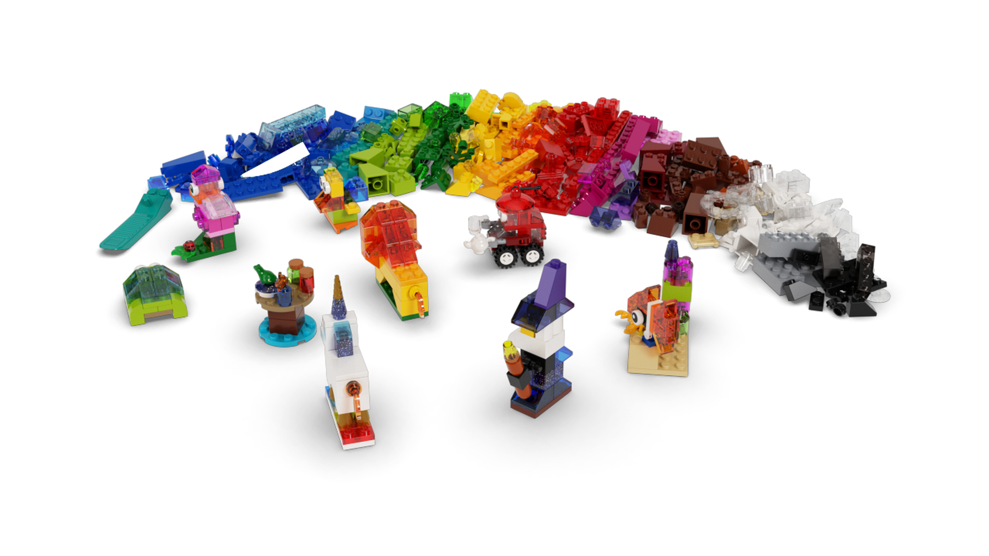  LEGO Classic Creative Transparent Bricks Building Set 11013 for  Girls and Boys, STEM Toy and Preschool Hands-On Learning Toy, Includes  Wizard, Unicorn, Lion, Bird, and Turtle : Toys & Games