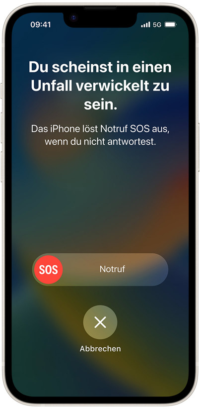 Die Unfall­erkennung ruft Hilfe, wenn du es nicht kannst.