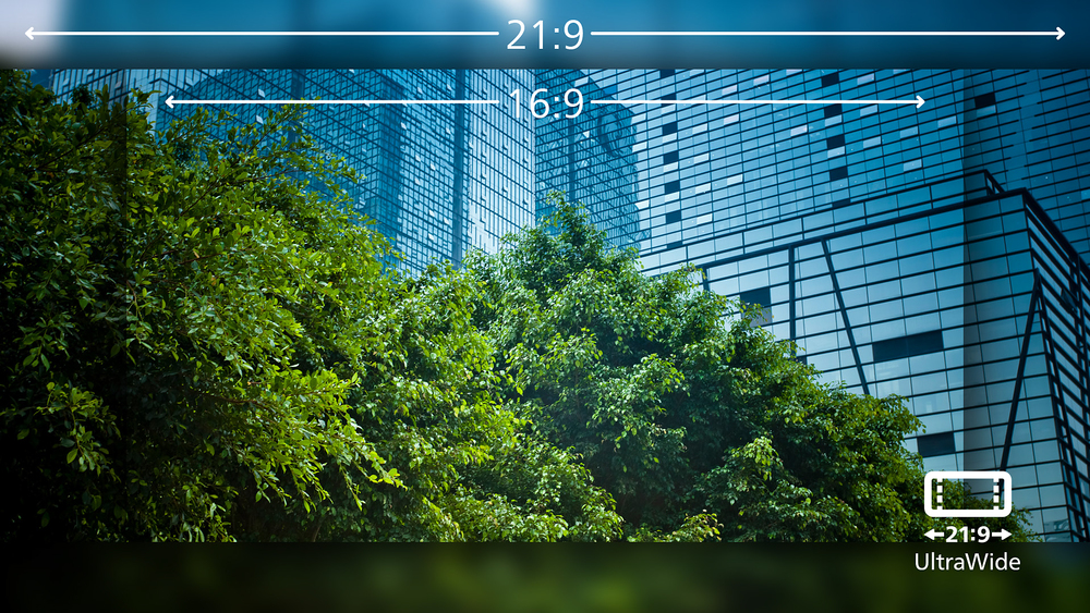 Krystalicznie czysty obraz na ekranie UltraWide QHD o rozdzielczości 3440 x 1440 pikseli