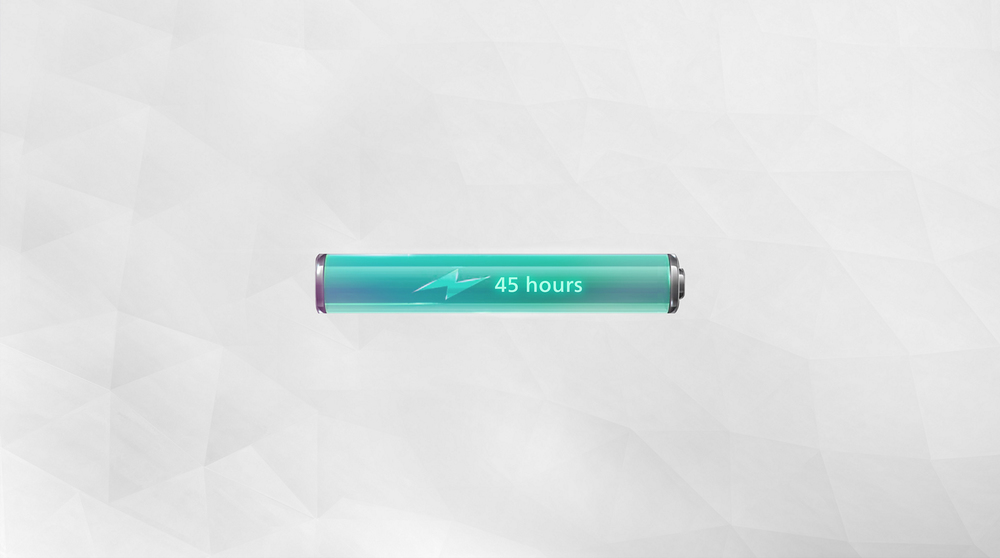Ultra-long battery life (more than 45 hours with LED off)