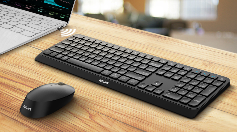 2.4 G wireless connection for a completely cordless workspace