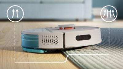 Rileva i tappeti e aumenta automaticamente la potenza di aspirazione