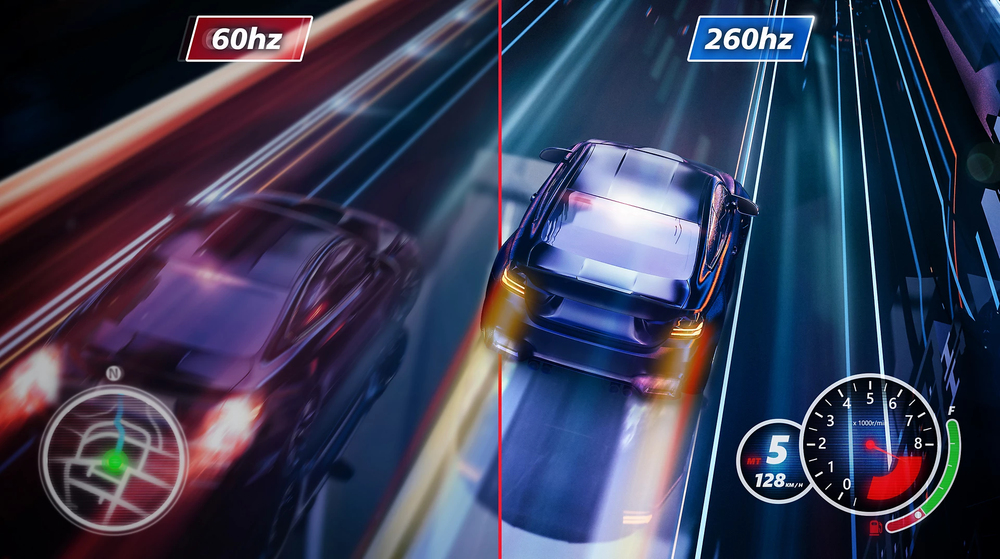 Ultrahoge vernieuwingsfrequentie van 260 Hz voor gamen met vrijwel geen vertragingen