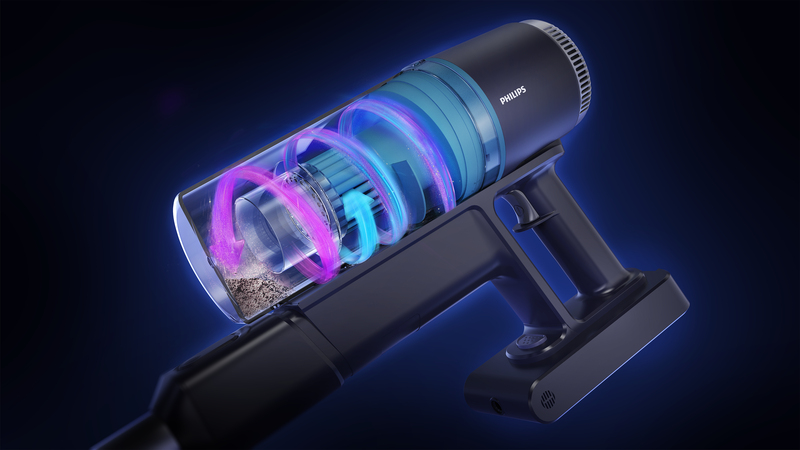 Technologie PowerCyclone 8: výkonné sání s minimální spotřebou baterie(8)