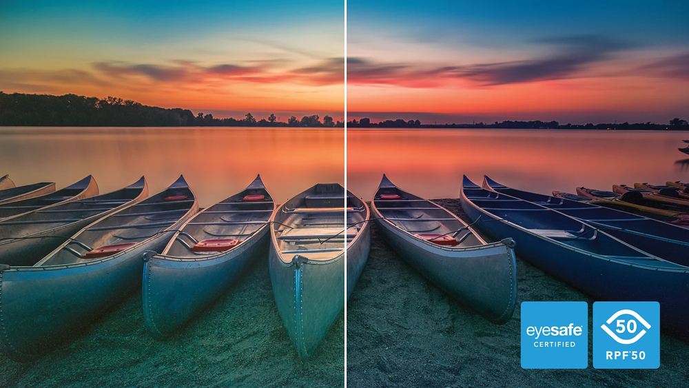 Eyesafe-certified blue light protection and colour accuracy