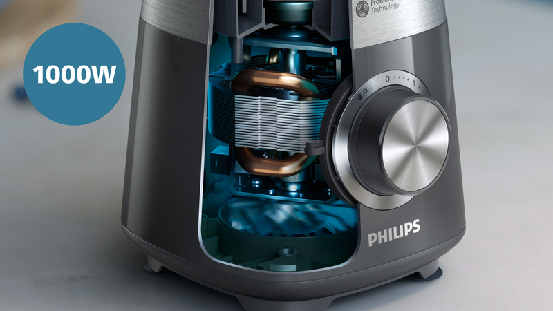 Silnik ProBlend Plus o mocy 1000 W zapewnia bezproblemowe blendowanie