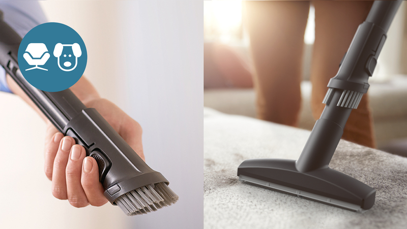 Integrierte weiche Bürste und Polsterdüse