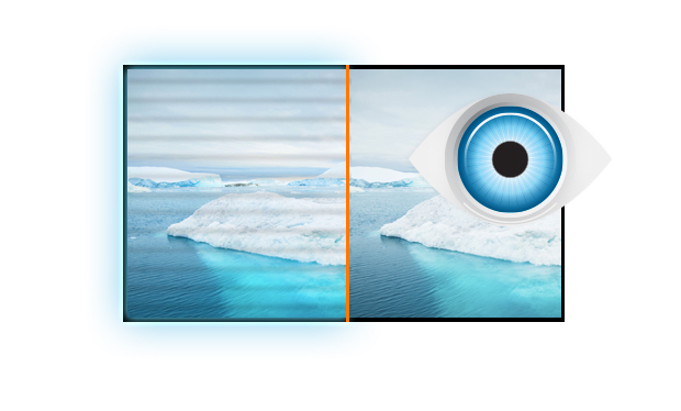 Flicker-Free + Blaulicht-Technologie