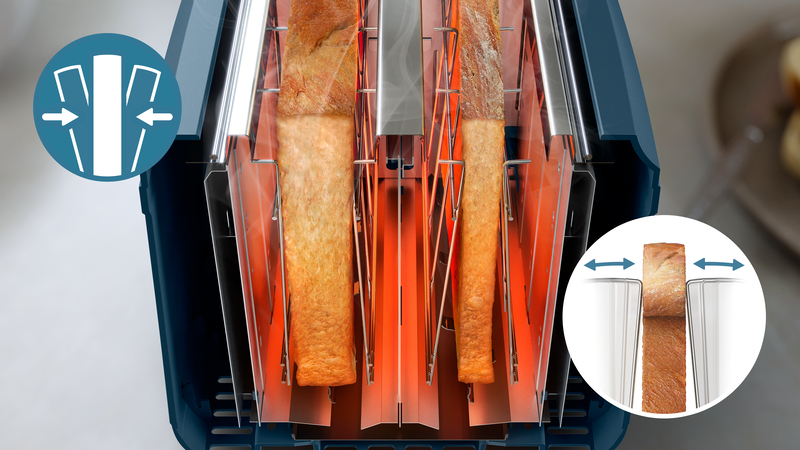 Tostatura uniforme per qualsiasi pane con 2 grandi fessure per il posizionamento automatico