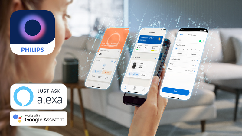 Steuerung des Heizlüfters jederzeit von überall mit der Philips Air+ App