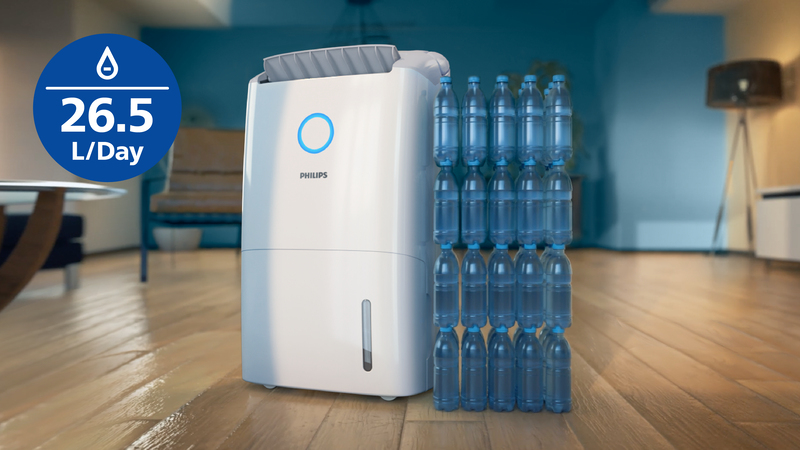 Rimuove fino a 26,5 L/D (1) o 48 bottiglie d'acqua (2)