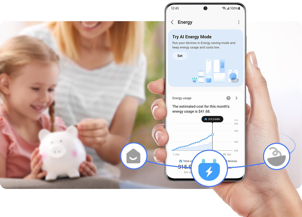 Überwacht und verwaltet den Energieverbrauch von smarten vernetzten Geräten für einen energieeffizienten Umgang im Zuhause