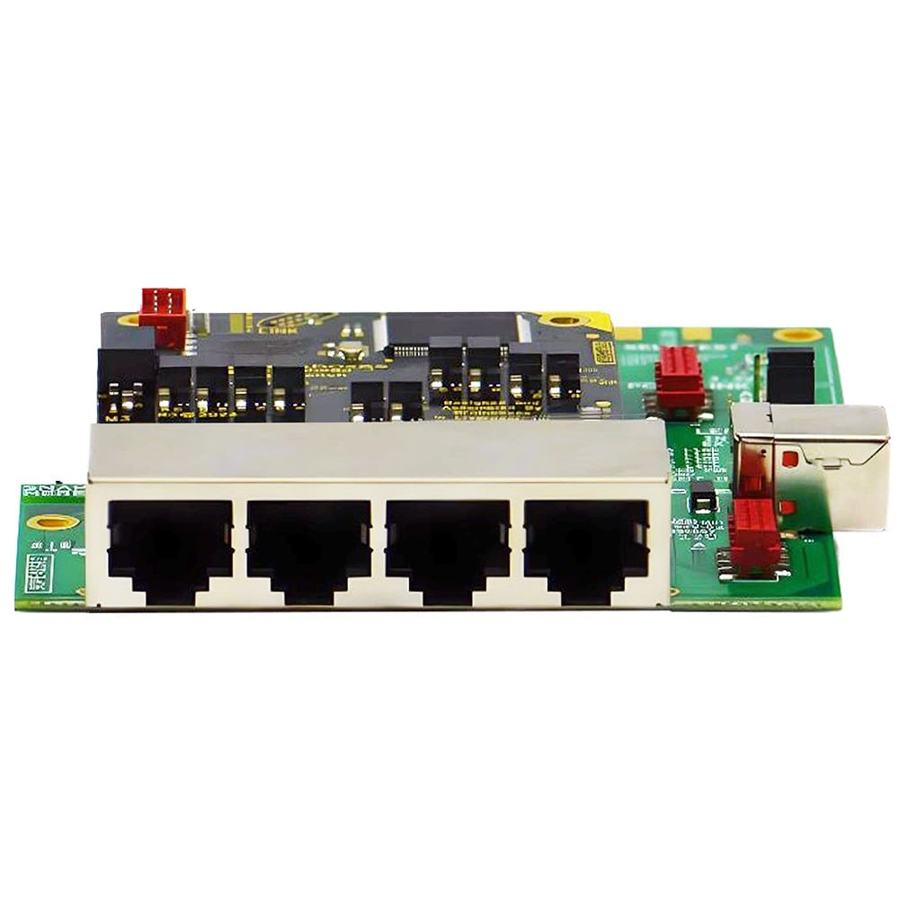 Breaks out all ports and functionality to RJ45 or usable headers