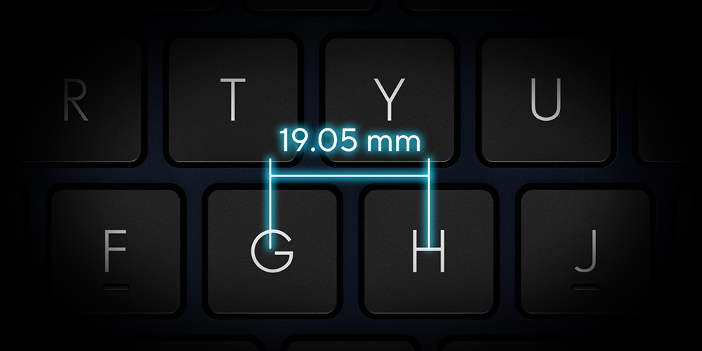 Full-sized keyboard 19.05 mm